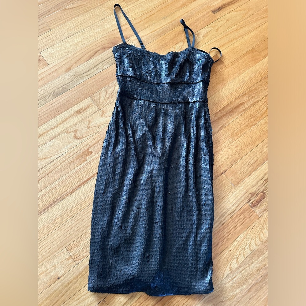 BCBG Maxazria Sequin Spaghetti Strap Mid Length Dress BRAND NEW W TAGS size XS